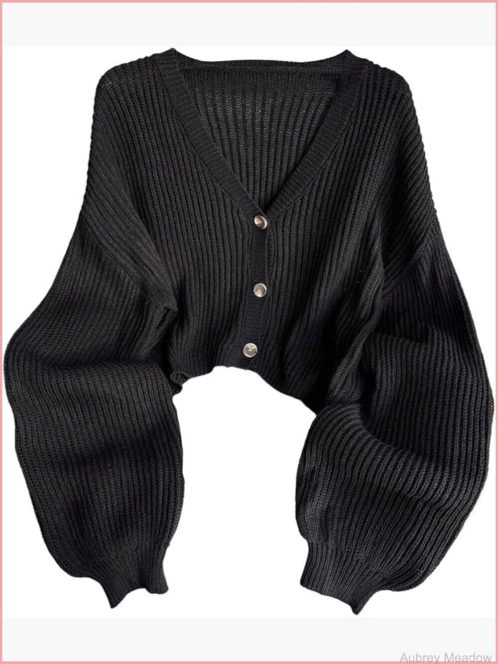 Plus Size Cropped Cardigan Ribbed Knit Button Down V Neck Sweater